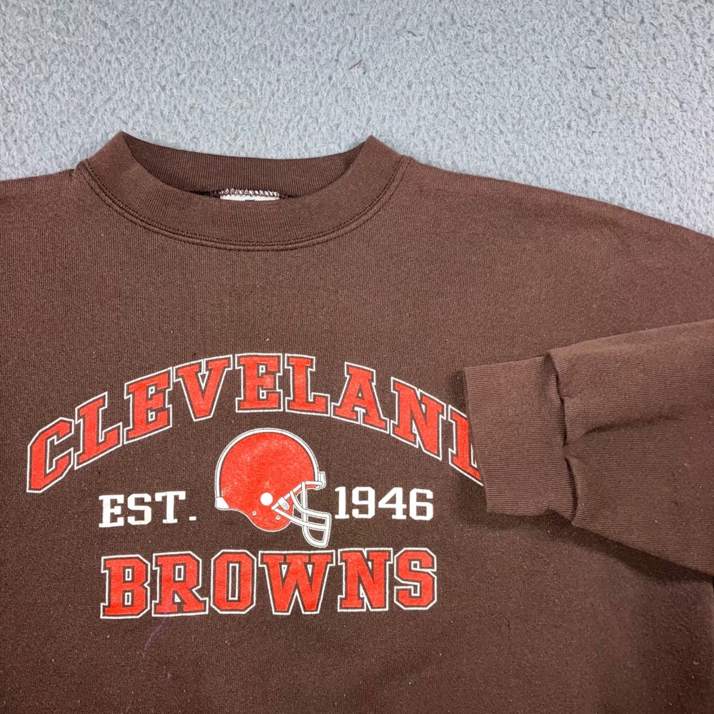 VTG 90s Logo Athletics Cleveland Browns Sweatshirt XL Brown Distressed Graphic